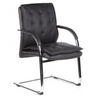 Silla viga voladiza VILLA V negra con tapizado acolchado y estructura cromada de hjh OFFICE