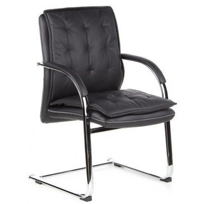 Silla viga voladiza VILLA V negra con tapizado acolchado y estructura cromada de hjh OFFICE
