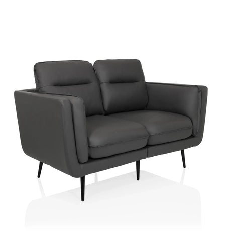 Sofá de diseño gris VINTALUX con dos plazas y patas negras delgadas de hjh LIVING