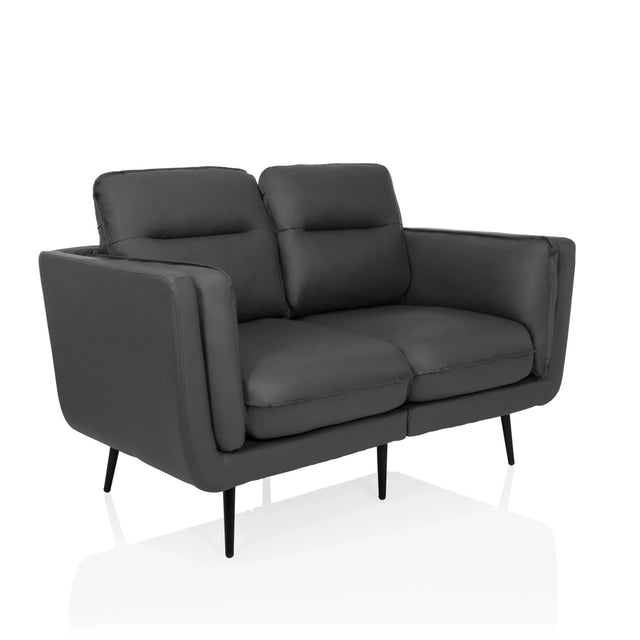 Sofá de diseño gris VINTALUX con dos plazas y patas negras delgadas de hjh LIVING