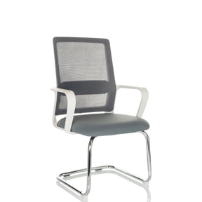 Silla de viga voladiza VISITER W gris con respaldo de malla y estructura cromada de hjh OFFICE