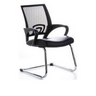 Silla viga voladiza VISTO NET V negra con respaldo de malla y estructura de patines cromada de hjh OFFICE