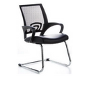 Silla viga voladiza VISTO NET V negra con respaldo de malla y estructura de patines cromada de hjh OFFICE