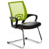 Silla de viga voladiza VISTO NET V con respaldo de malla verde, asiento acolchado negro y base de patines de hjh OFFICE