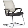 Silla de viga voladiza VISTO NET V con respaldo de malla gris, asiento negro y estructura cromada de hjh OFFICE