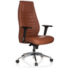 Sillón de oficina profesional VITORO en cuero marrón con reposabrazos y base negros de hjh OFFICE