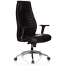 Sillón de oficina profesional VITORO negro con revestimiento de cuero, reposabrazos y base de estrella cromada de hjh OFFICE