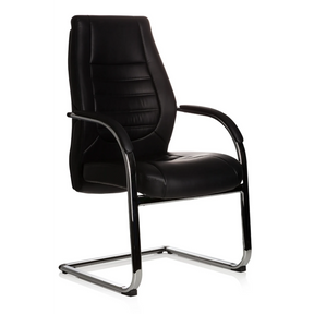 Silla de viga voladiza VITORO V negra con estructura de cromo brillante y reposabrazos de hjh OFFICE