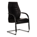 Silla de viga voladiza VITORO V negra con estructura de cromo brillante y reposabrazos de hjh OFFICE