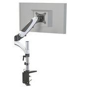 Soporte de monitor VM-MG1 en blanco y negro con brazo giratorio flexible y fijación a mesa de hjh OFFICE