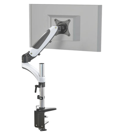 Soporte de monitor VM-MG1 en blanco y negro con brazo giratorio flexible y fijación a mesa de hjh OFFICE
