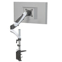 Soporte de monitor VM-MG1 en blanco y negro con brazo giratorio flexible y fijación a mesa de hjh OFFICE