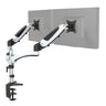 Soporte de monitor VM-MG2 en blanco-negro para dos pantallas con fijación a mesa de hjh OFFICE