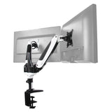 Soporte de monitor VM-MG2S en blanco y negro con dos brazos articulados para dos pantallas de hjh OFFICE