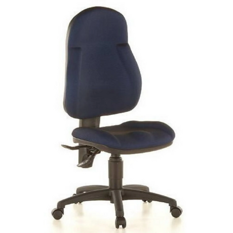Silla Home Office WELLPOINT 10 con tapizado de tela azul y base negra de Topstar