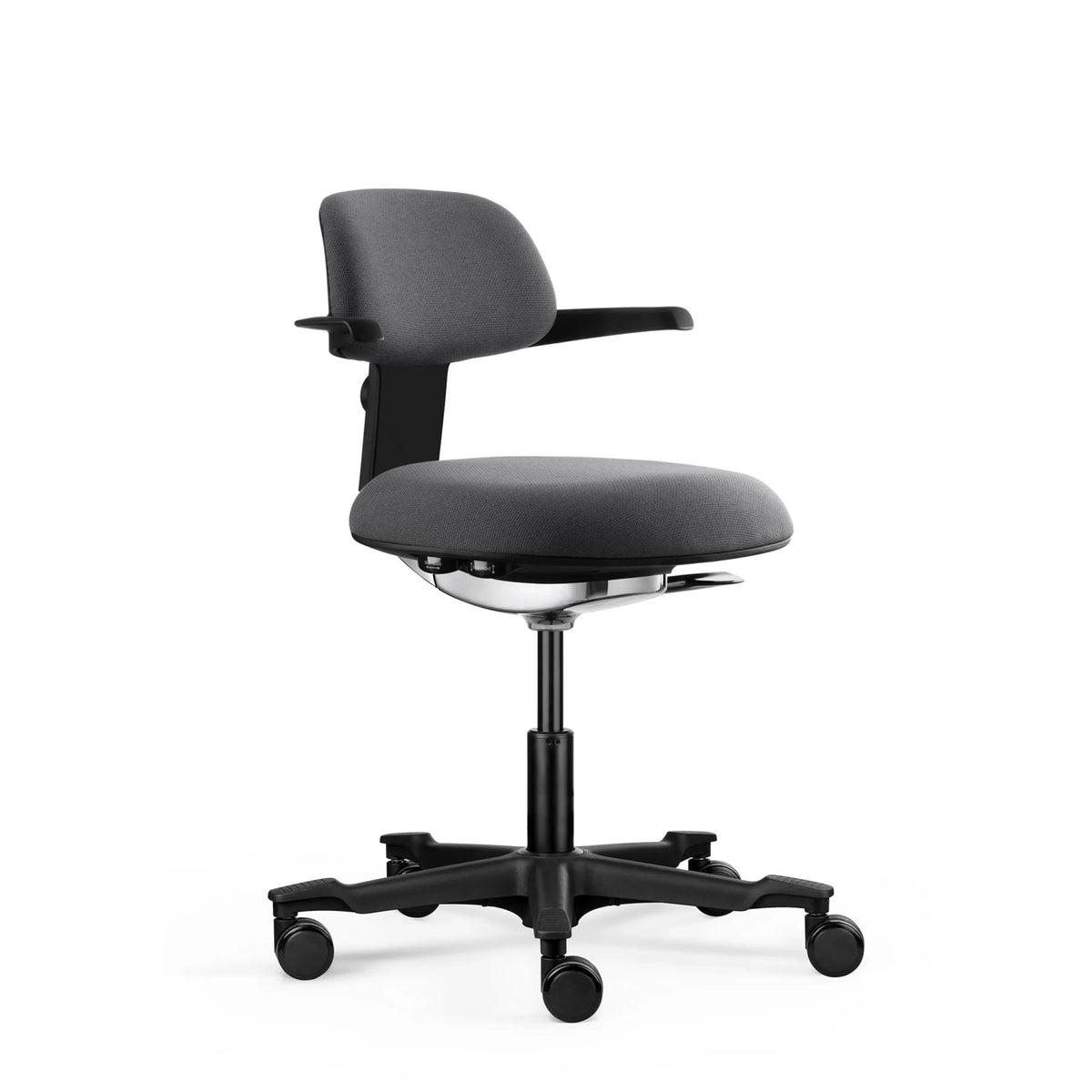 Silla de trabajo WORK 40 en color gris oscuro con reposabrazos y cinco ruedas de hjh OFFICE