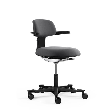 Silla de trabajo WORK 40 en color gris oscuro con reposabrazos y cinco ruedas de hjh OFFICE