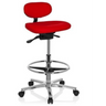 Silla de mostrador WORK MF roja con estructura de cromo brillante, reposapiés y ruedas de hjh OFFICE