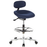 Silla de mostrador azul WORK MF con reposacabezas, aro reposapiés y cinco ruedas de hjh OFFICE