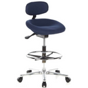 Silla de mostrador azul WORK MF con reposacabezas, aro reposapiés y cinco ruedas de hjh OFFICE