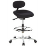 Silla de mostrador WORK MF negra con reposapiés y base estrellada cromada con ruedas de hjh OFFICE