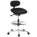 Silla de mostrador WORK MF negra con reposapiés y base estrellada cromada con ruedas de hjh OFFICE