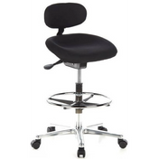 Silla de mostrador WORK MF negra con reposapiés y base estrellada cromada con ruedas de hjh OFFICE