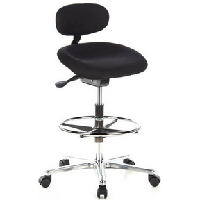 Silla de mostrador WORK MF negra con reposapiés y base estrellada cromada con ruedas de hjh OFFICE