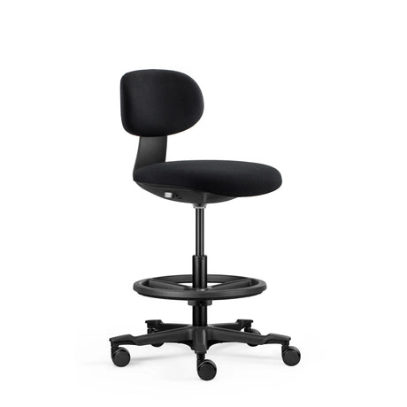 Silla de trabajo WORK MF2 negra con asiento acolchado, aro para los pies y ruedas de hjh OFFICE