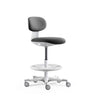 Silla de trabajo WORK MF2 W en gris oscuro con base de estrella y anillo para los pies en blanco de hjh OFFICE