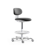 Silla de trabajo WORK MF2 W en gris oscuro con base de estrella y anillo para los pies en blanco de hjh OFFICE