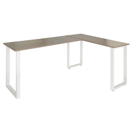 Escritorio de esquina WORKSPACE BASIC I con tablero gris y patas blancas en forma de U de hjh OFFICE