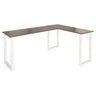 escritorio de esquina WORKSPACE BASIC I con tablero de nogal marrón y patas blancas en forma de U de hjh OFFICE