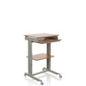 escritorio de pie WORKSTATION en haya y gris con bandeja para teclado y ruedas de hjh OFFICE