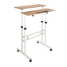 escritorio de pie WORKSTATION I en blanco y roble con dos superficies de trabajo y ruedas de hjh OFFICE