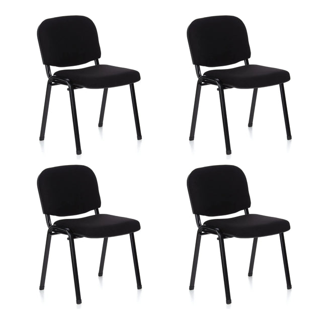 Cuatro sillas de cuatro patas negras XT 600 con asiento y respaldo acolchados de hjh OFFICE