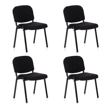Cuatro sillas de cuatro patas negras XT 600 con asiento y respaldo acolchados de hjh OFFICE