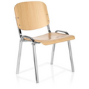 Silla de cuatro patas XT 600 C H de haya clara con estructura metálica cromada y reposabrazos de hjh OFFICE