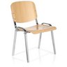Silla de cuatro patas XT 600 C H de haya clara con estructura metálica cromada y reposabrazos de hjh OFFICE