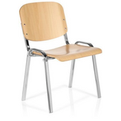 Silla de cuatro patas XT 600 C H de haya clara con estructura metálica cromada y reposabrazos de hjh OFFICE