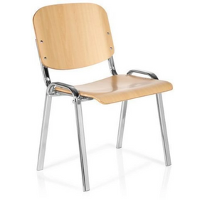 Silla de cuatro patas XT 600 C H de haya clara con estructura metálica cromada y reposabrazos de hjh OFFICE