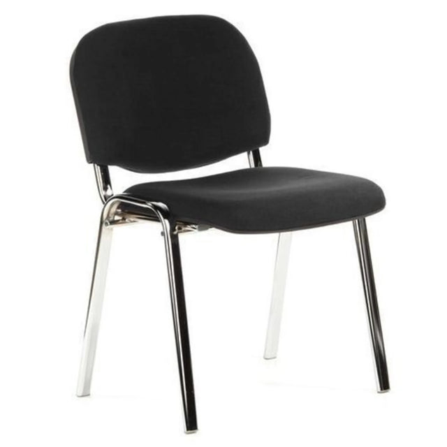 Silla de cuatro patas XT 600 C negra con tapizado de tela y estructura metálica brillante de hjh OFFICE