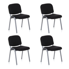 Set de cuatro sillas de cuatro patas XT 600 S con funda negra y estructura plateada de hjh OFFICE