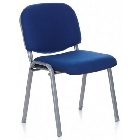 Silla de cuatro patas XT 600 S con tapizado de tela azul y estructura metálica plateada de hjh OFFICE