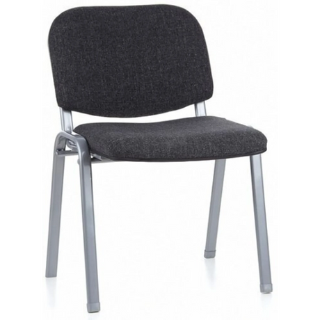 Silla de cuatro patas XT 600 S en color antracita con tapizado de tela y estructura metálica plateada de hjh OFFICE