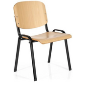 Silla de cuatro patas XT 600 SW H de madera de haya clara con estructura metálica negra de hjh OFFICE