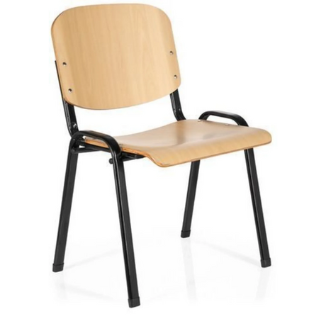 Silla de cuatro patas XT 600 SW H de madera de haya clara con estructura metálica negra de hjh OFFICE