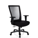 Silla giratoria XXL EXTENDER negra con respaldo de malla y reposabrazos de hjh OFFICE