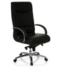 Silla giratoria XXL F 400 con tapicería de cuero negro y base cromada de hjh OFFICE