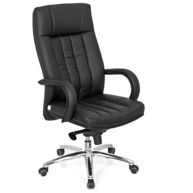 Silla giratoria XXL G 300 en cuero sintético negro con tapicería acolchada de hjh OFFICE